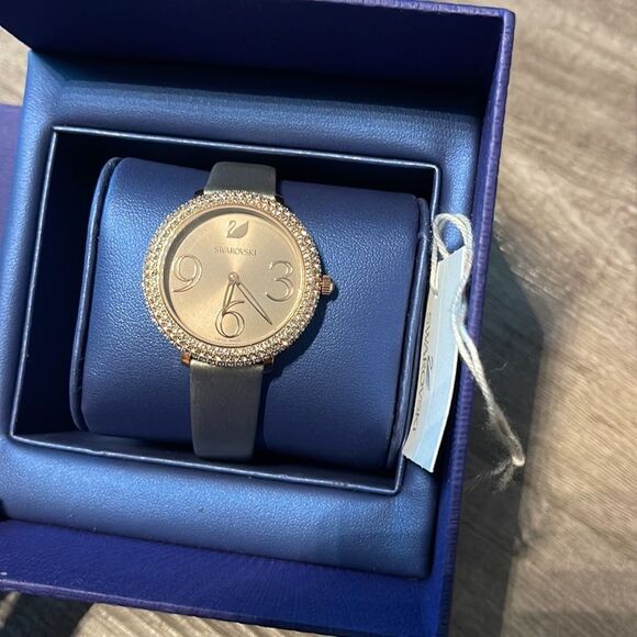 Swarovski Crystal Frost Grey Leather Strap Watch 5484067 - Picture 2 of 4